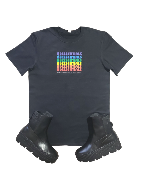 BLESSENTIALS® T-Shirt (Black/Rainbow)