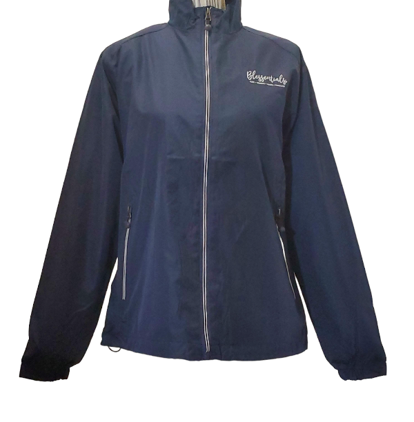 BLESSENTIALS® Women's Windbreaker Jacket (Navy Blue/White)