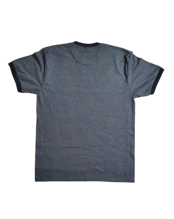 BLESSENTIALS® Classic Ringer T-Shirt (Dark Heather Grey/Gold with Black Trim)