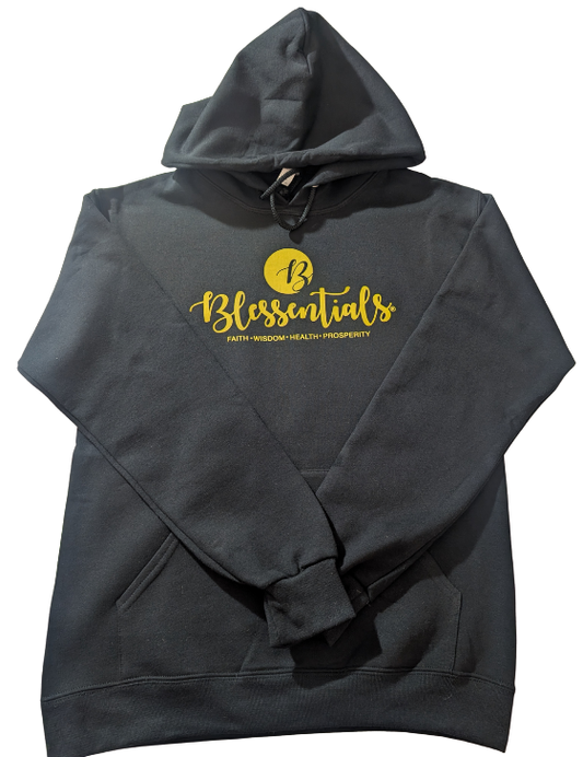 BLESSENTIALS® Hoodie (Black with Gold "B" logo)